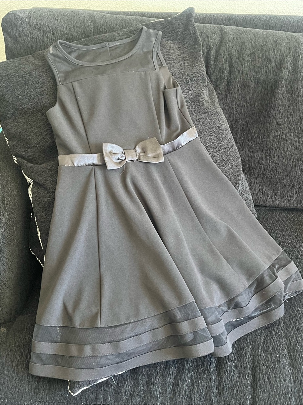 Calvin Klein Little Girls Black Bow-Trim Party Dress